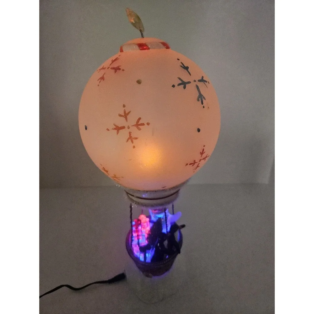Lighted Acrylic Hot Air Balloon Snowman Christmas Vtg JCPenney Home Collection